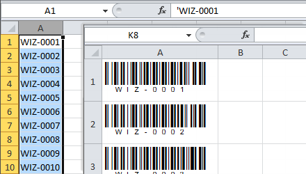 Microsoft barcode font excel